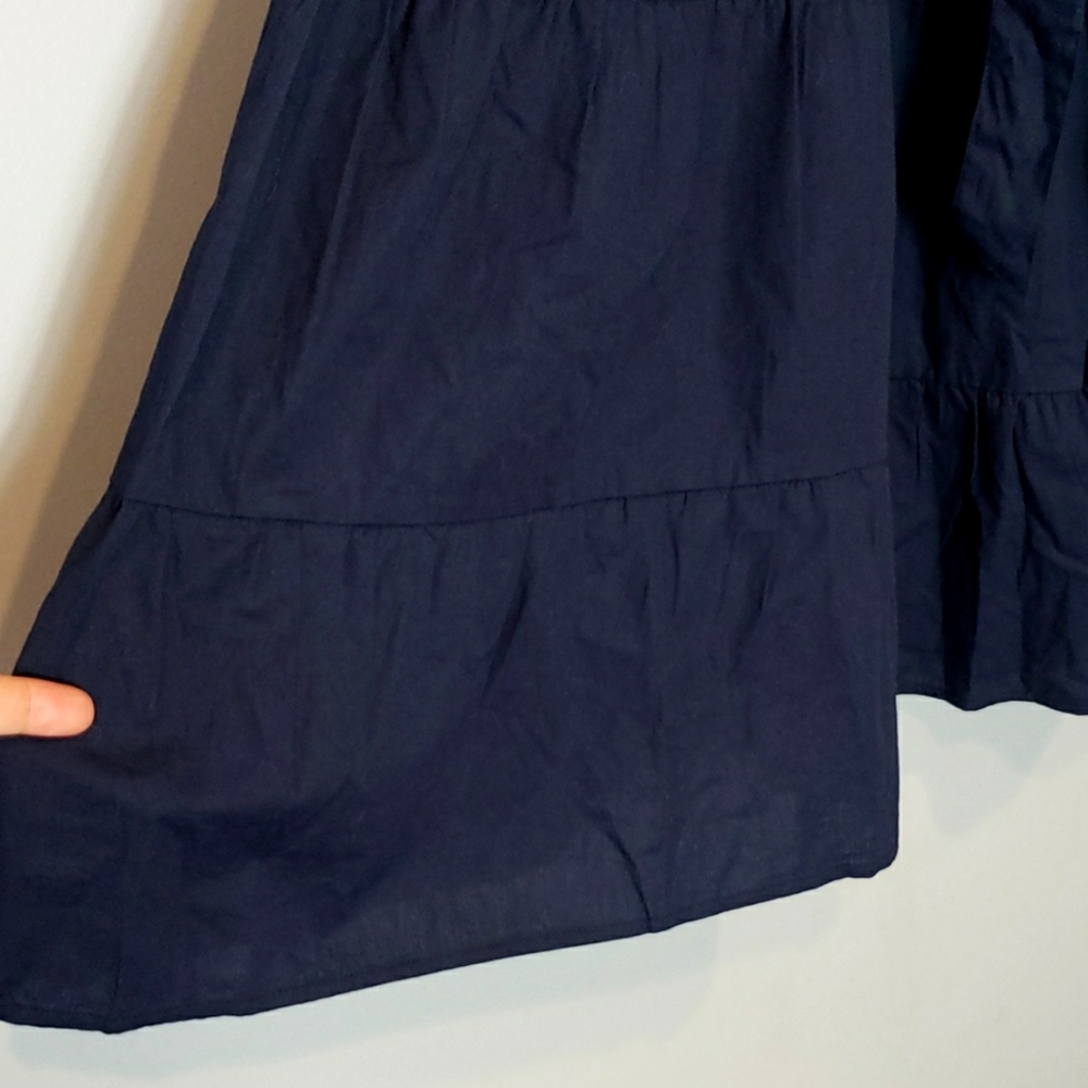 J. Crew Dress Navy Tiered Skirt Faux Wrap Sleeveless 14 New Preppy Classic 2023 - Picture 4 of 12